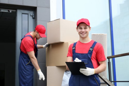 Business relocation unloading and setup at a new office space