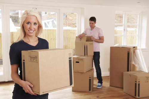 Removal van and packed boxes for a local move in Sydenham Hill